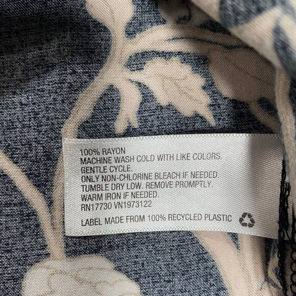 Merona Womens XL Floral Print Long Sleeve Tunic Top Black & Beige - Picture 7 of 7